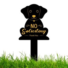 No Soliciting Sign for House, Funny Black Metal Dog No Soliciting Thank You Y...