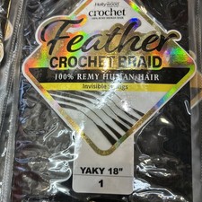 Feather crochet human hair 100 Remy Yaki Straight 18   Color 1