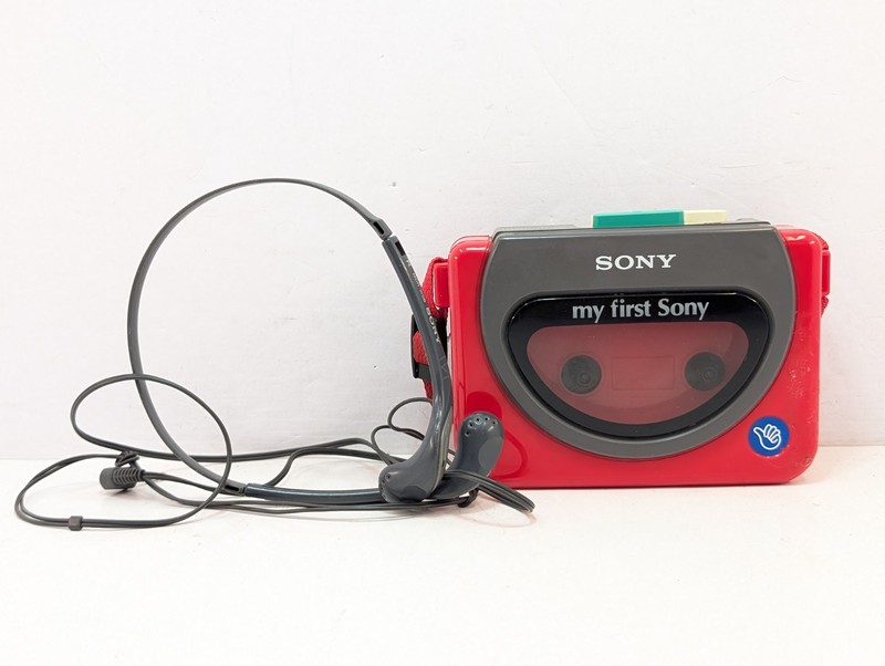 My First Sony Walkman WM-3000 Red Cassette Player & Sony  Headphones-Parts Only