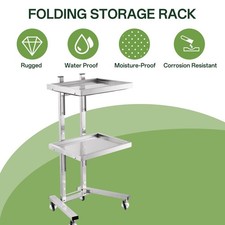 Salon Tray On Wheels Tattoo Rolling Trolley Storage Cart Silver