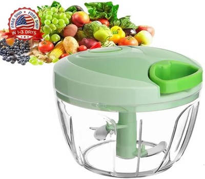 Vegetable Chopper Manual Food Chopper with Container, Hand Pull String Veggie Cu