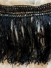 ANTIQUE VICTORIAN PURE SILK FINE STRAND TINY GLASS BEAD FRINGE TRIM FRAG  6 3/4" — photo 1