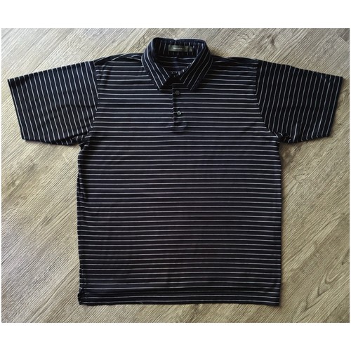 Ermenegildo Zegna Navy White Striped Short Sleeve Polo Shirt Size Large