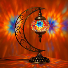Turkish Lamp Moon Shaped Moroccan Lamp Turkish Mosaic Stained Glass Table Light