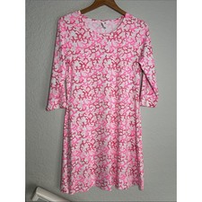 NEW Lulu-B Pink White Coral Print Shift Dress Resortwear Beach Vacation Cruise