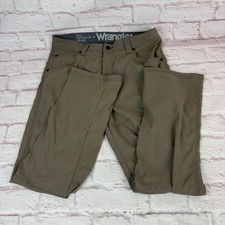 Wrangler Pants Mens 34 x 30 Khaki All Terrain Gear ATG Hiking Stretch Zip Pocket