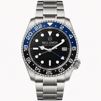 Bellamon Datelon Automatic Blue Black Bezel Steel Watch 40mm