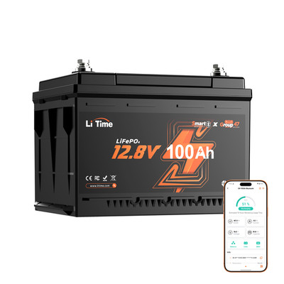 LiTime 12V 100Ah LiFePO4 Batterie H168 Bluetooth Akku für Wohnmobil Untersitz