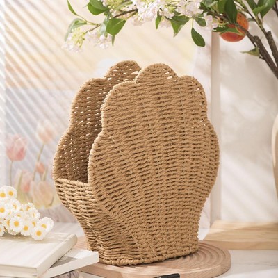 Woven Basket Desktop Organizer Practical Versatile Rustic Sundries Storage