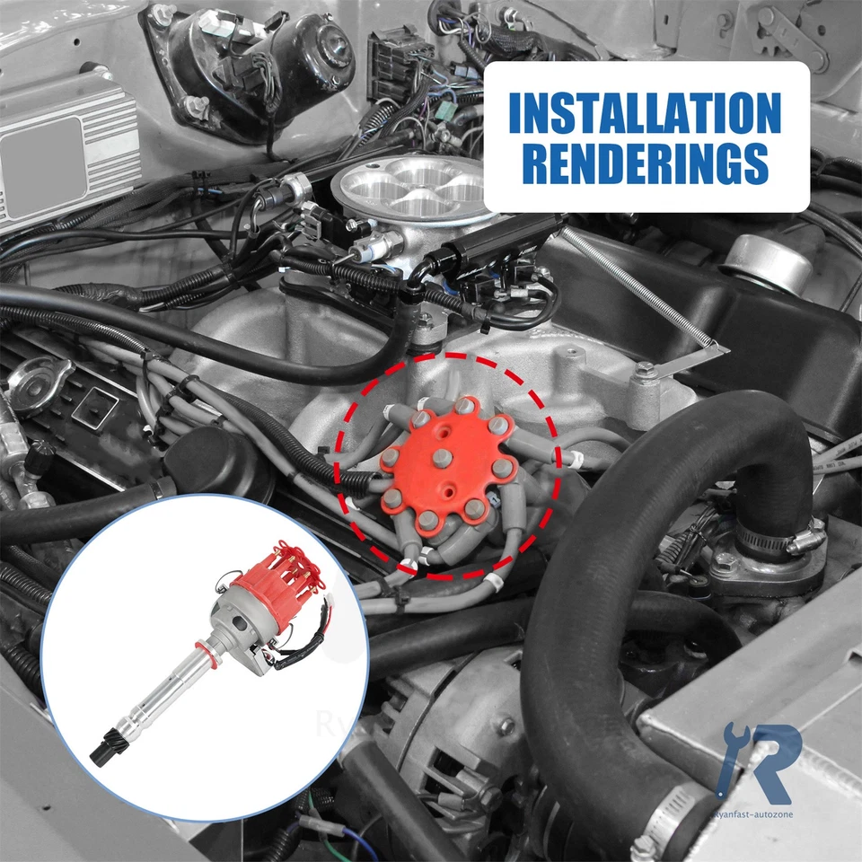 Ignition Distributor for Chevy SBC BBC 283 305 327 350 454 V8 R2R  w/ Cap & Roto - Image 2 of 4