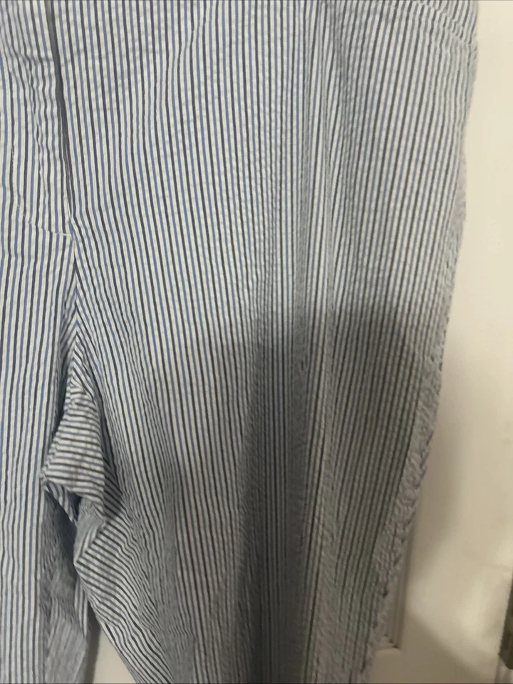 Lands End Pants Womens 18W Blue White Gray Striped Crop Capri Straight Med Rise - Image 2 of 4