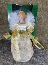 Kurt Adler 12&rdquo; LED Fiber Optic Gold Angel Christmas Tree Topper UL 1983 TESTED
