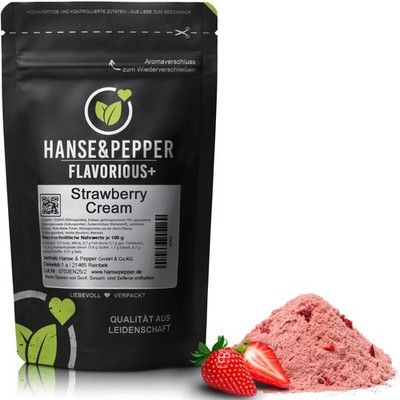 250g Flavorious+ Strawberry Cream Geschmackspulver - gesüßt mit Erythrit&Stevia