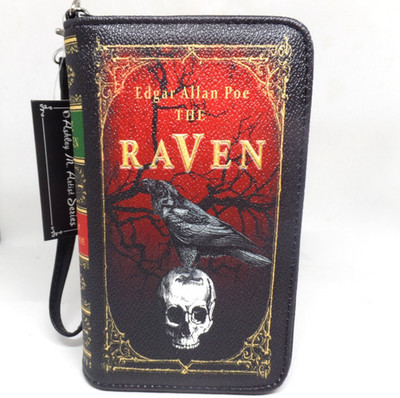 EDGAR ALLAN POE THE RAVEN BOOK WALLET WRISTLET-RFID SECURE-NEW WITH TAG!