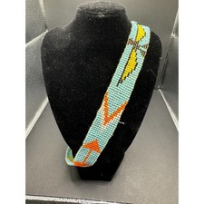 VTG Native American Indian Beaded Thunderbird Headband Hat Band Multicolor