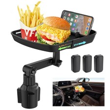 Larger Cup Holder Tray for Car 10 inch Car Food Tray with Holder Detachable 3...