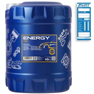 10L Mannol Energy 5W-30 Motoröl 5W30 Motorenöl VW 502.00 505.00 MB 229.3 ACEA B4
