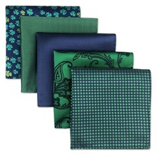 SHLAX WING 5 Pieces Assorted Mens Silk Pocket Square Handkerchiefs Set Lot 41