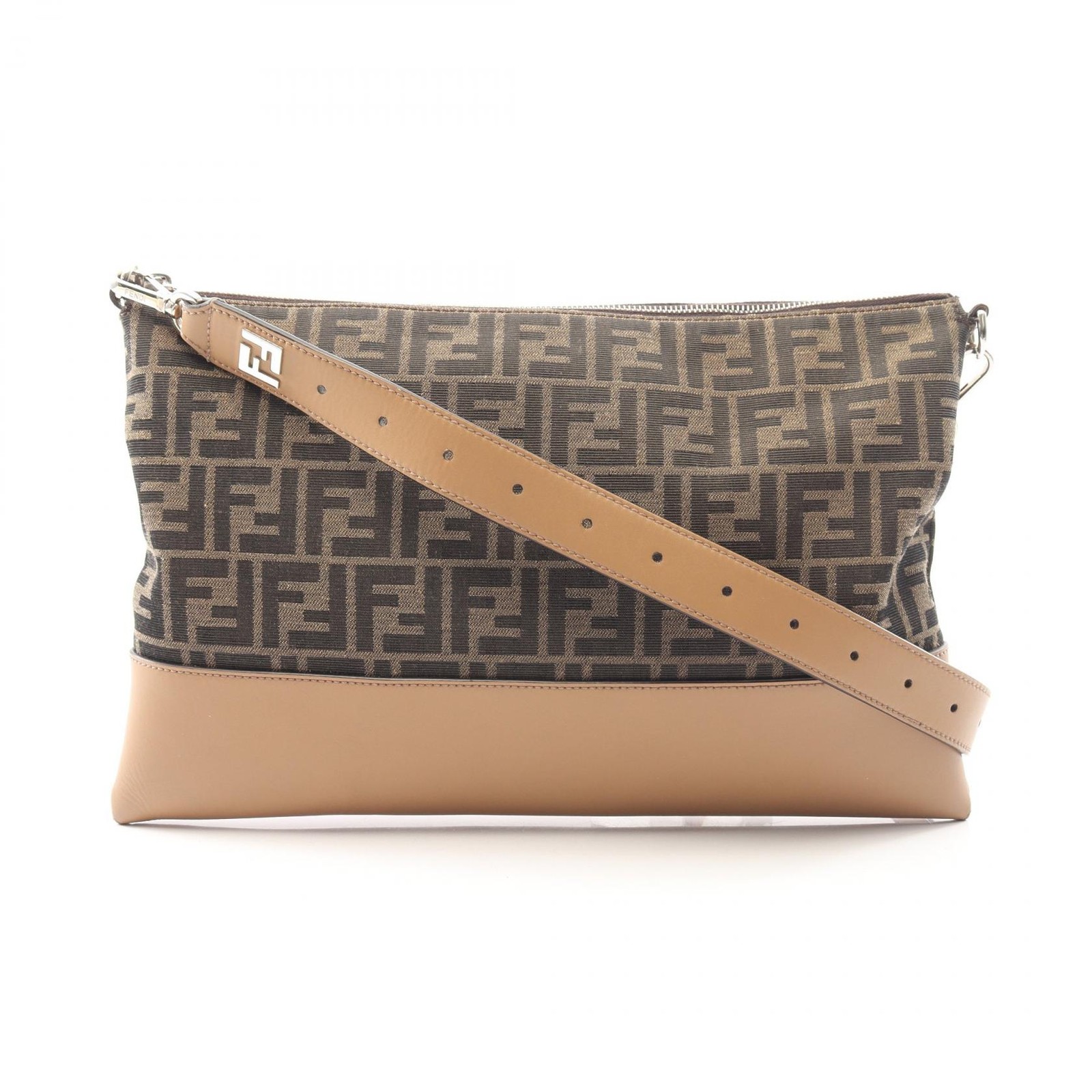 FENDI Zucca Shoulder Crossbody Bag 7N0144 canvas leather Brown Beige Used Women