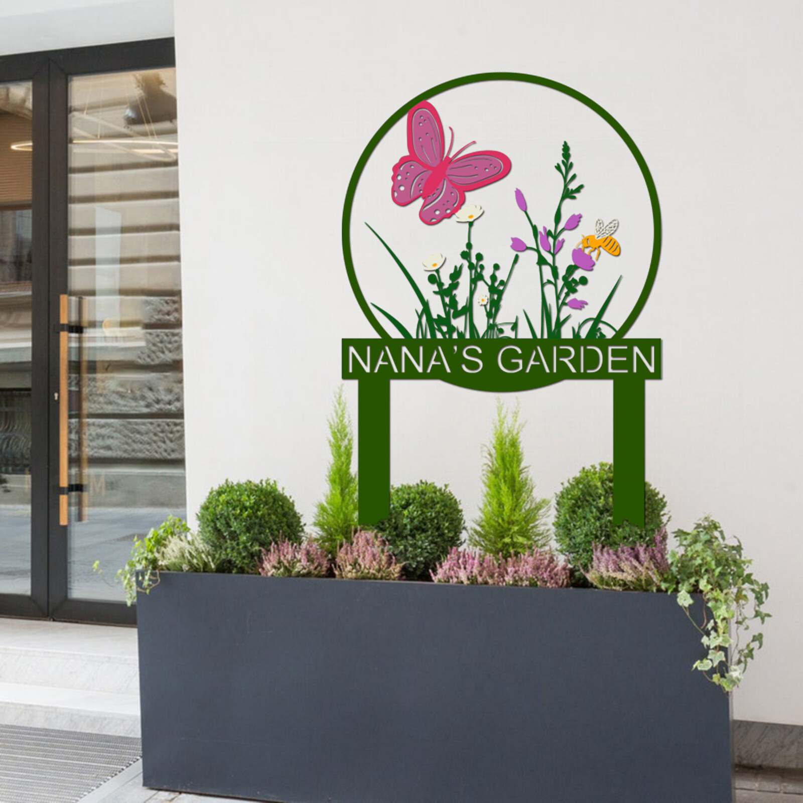 Custom Garden Stake Metal Sign,Personalized Garden Name Sign Flowers Art Decor