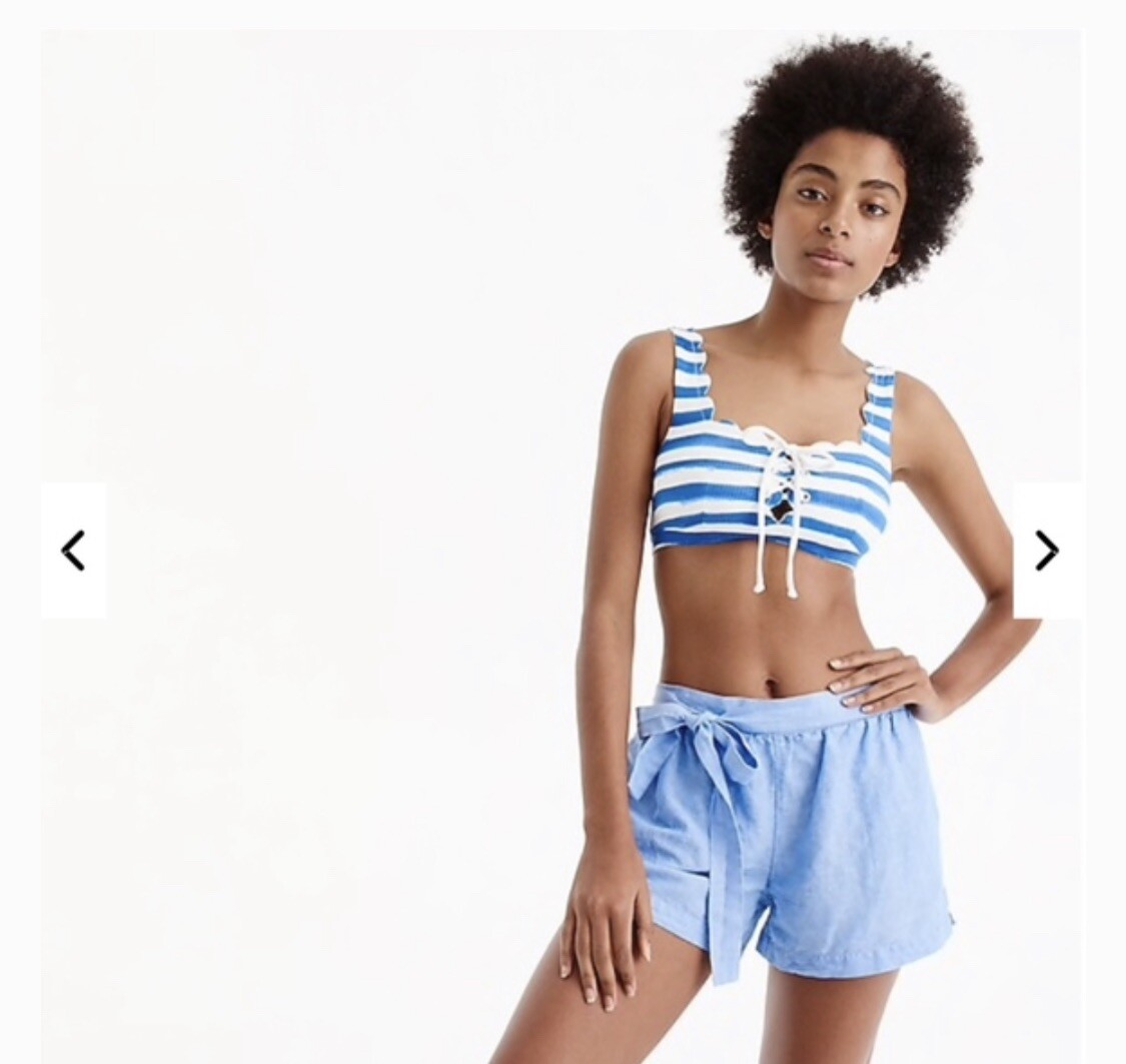 J. Crew Blue Linen Shorts With Side Tie Size XS
