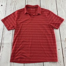 Under Armour Loose Fit Striped Short Sleeve Button Front Polo Shirt Men's XL Red