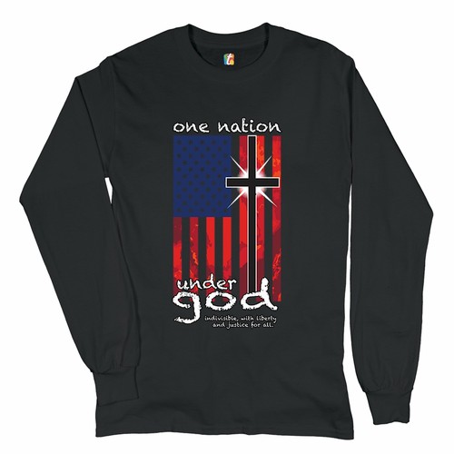 One Nation Under God Long Sleeve T-shirt USA American Flag Patriotic Christian - Bild 1 von 37