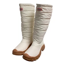 Hunter Women’s Intrepid Tall Snow Boot Waterproof Insulated White Willow Sz 6