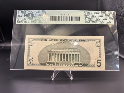 1988 Federal Reserve $5 Note Pcgs 65ppq Star Radar??? Low Serial - Picture 2 of 2
