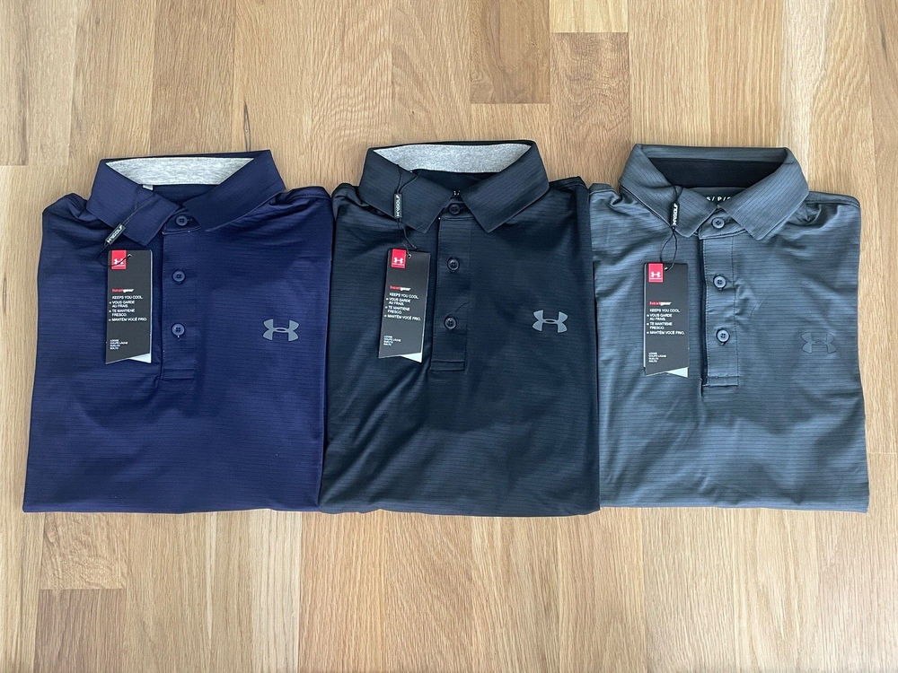 Under Armour Men’s Ribbed Playoff Polo Collared Shirt Small Size 3-Pack Lot for Men