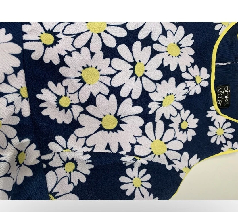 Pink & Violet Daisy Skater Dress Girl 8 Med M Blue Flowers Easter Summer Party - Image 3 of 4