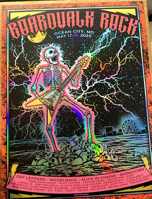 BOARDWALK ROCK Ocean City MD 2025 RAINBOW FOIL AP POSTER S/N #/20