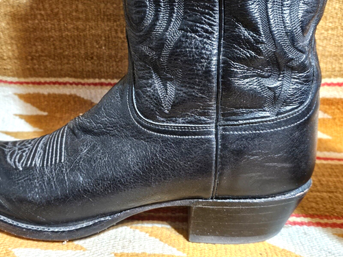 FINE LUCCHESE 2000 HANDMADE SIZE 12 ROMA CORD BLACK GOAT MENS COWBOY BOOTS - Picture 14 of 18
