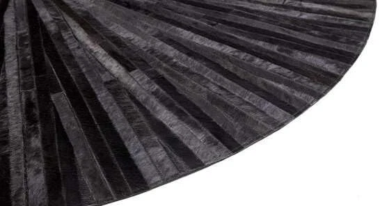 IFRAH Cowhide Black Leather Area Rug, Handcrafted Leather Rugs For Living Room - Image 4 of 4