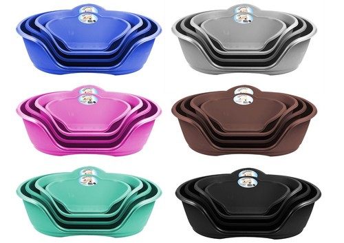 Pet Dog Puppy Cat Bed Basket Heavy Duty Plastic Waterproof Cushions 4 sizes