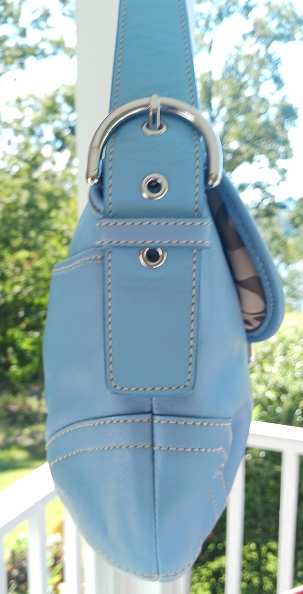 Coach 9248 Vintage Medium Sky Blue Soho Y2K Leather Shoulder Coach 9248 Vintage Medium Sky Blue Soho Y2K Leather Shoulder