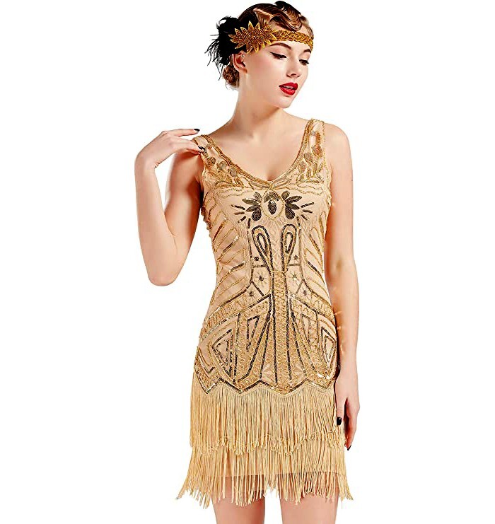 20s Style Vintage Gatsby Flapper Dress Embroidery, Sequins, Double Fringe  Size S | eBay