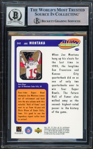 Joe Montana Autographed 1998 US Collectors Choice Card Gem 10 Auto Beckett - Picture 2 of 2