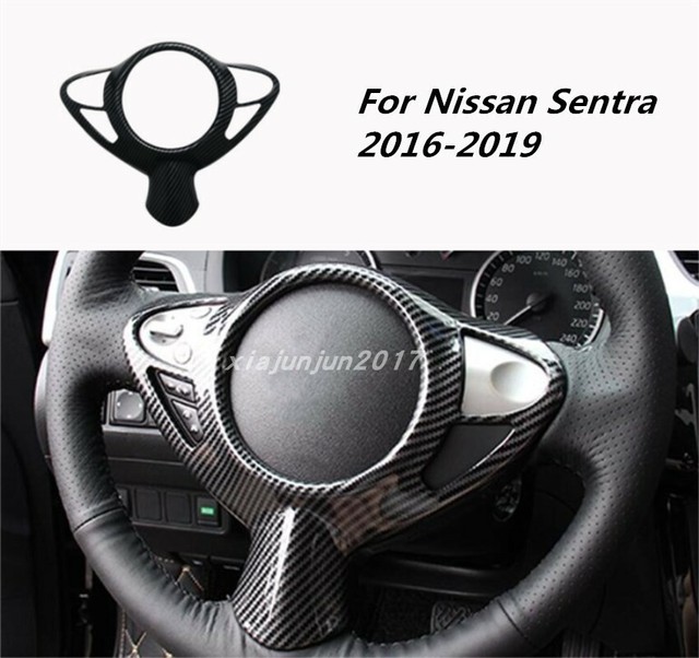 Carbon fiber Interior Steering wheel cover trim For Nissan Sentra 2016