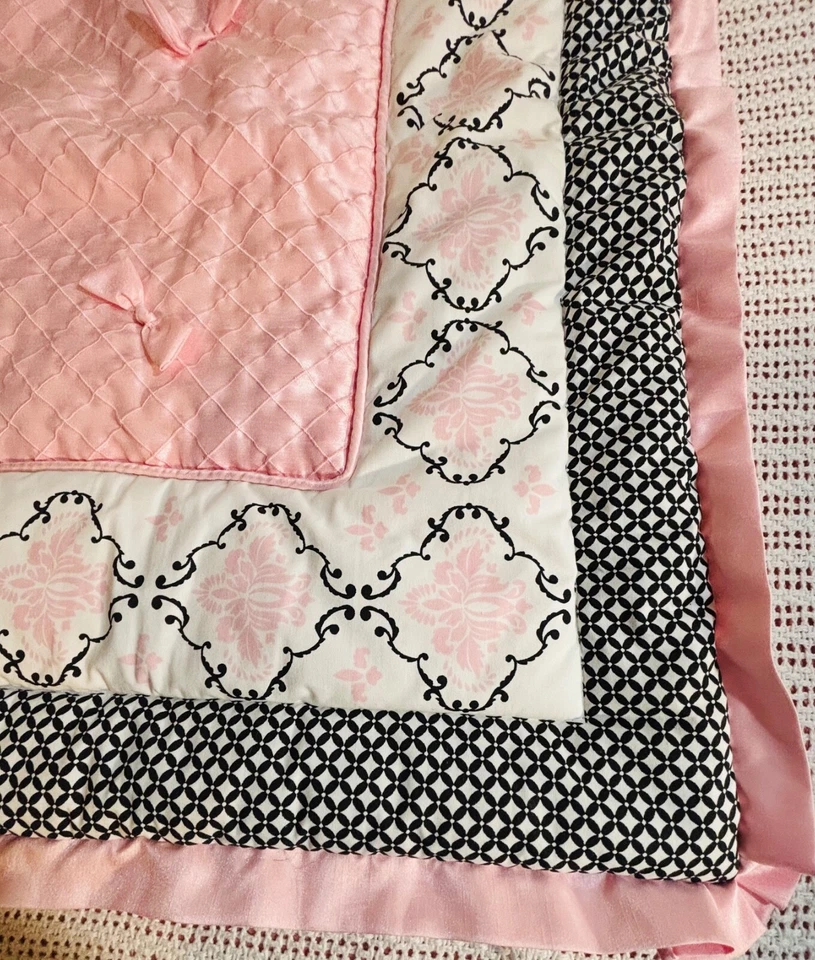 Lambs & Ivy粉色和黑色婴儿毯被子 — 第 3/4 张图片