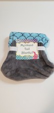 Mermaid Tail Blanket Fleece 22" x 52" Child's Blue Gray Super Soft Cozy NEW
