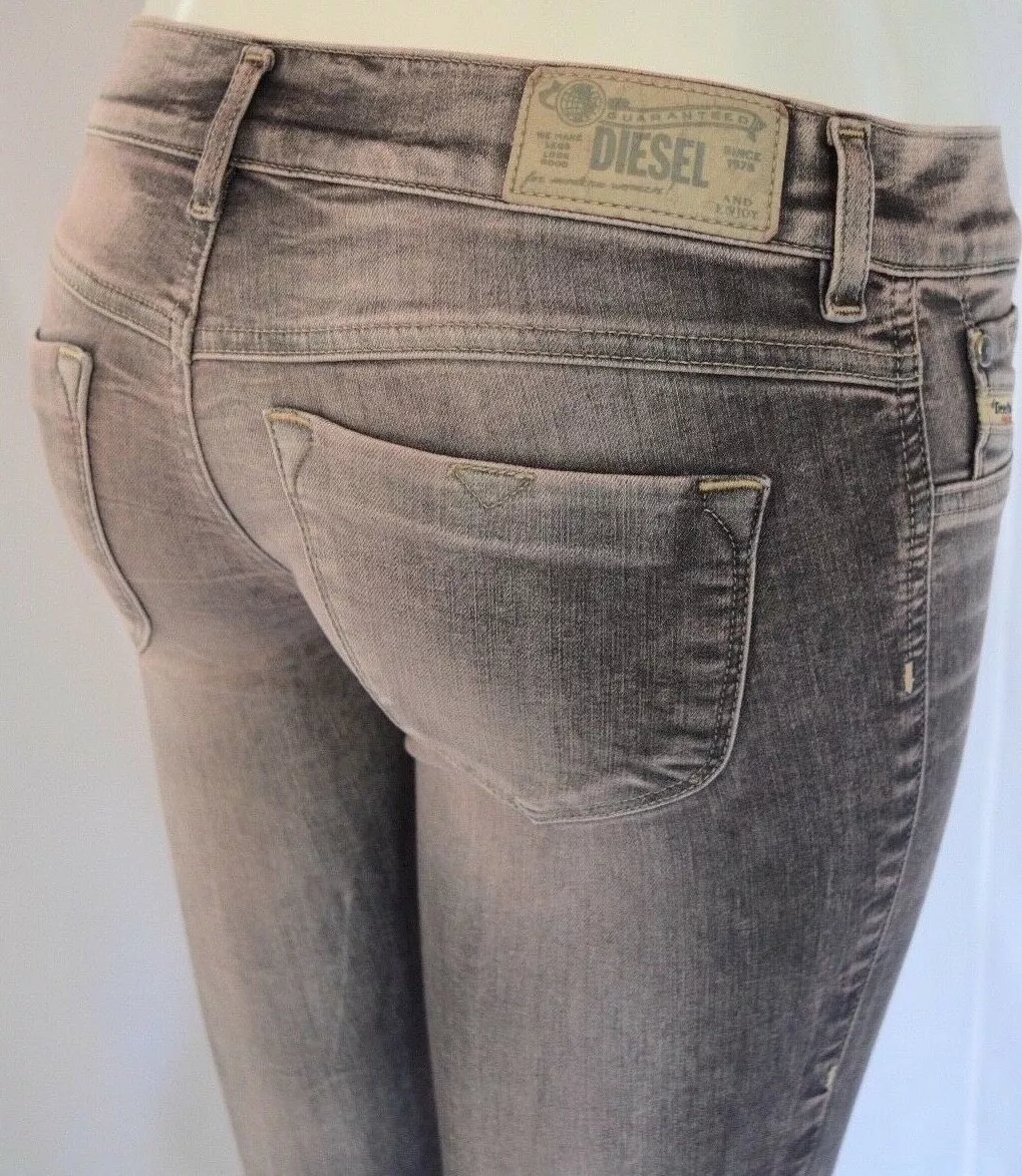 NEW $198 DIESEL LIVIER SUPER SLIM JEGGING Jeans Woman SZ 27 in 0602W DOVE  GREY