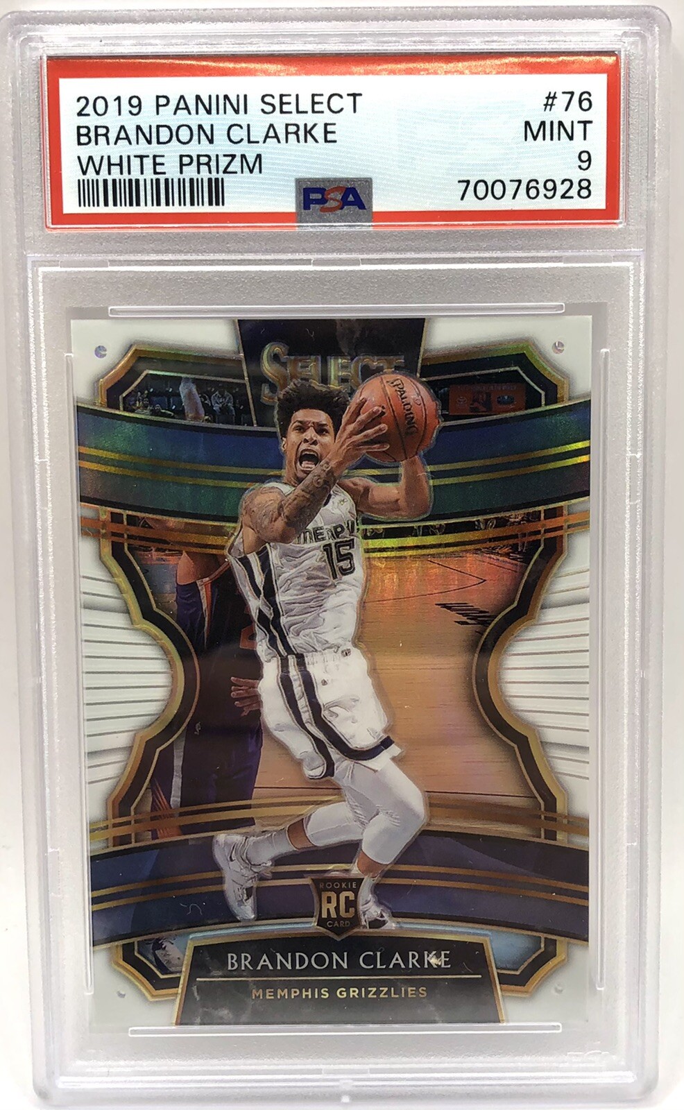 2019 Panini Select #76 Brandon Clarke White Prizm /149 PSA 9 Mint RC