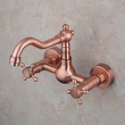 Antique Copper Bathtub Faucet Wall Mounted Dual Handles&Holes Brass Mixer Taps