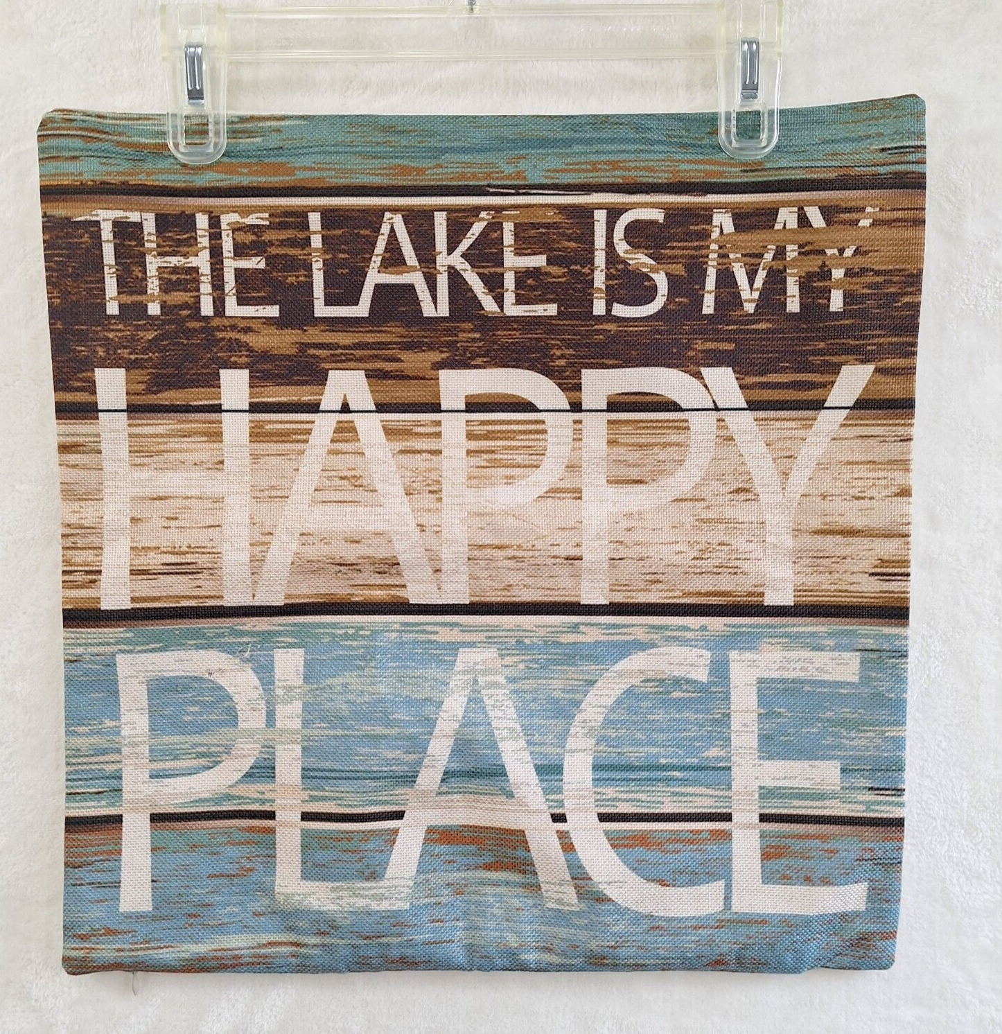 Throw Pillow Zipper Cover Lake Life Blue Decorative Square 17x17 NWOT Sofa Chair-image