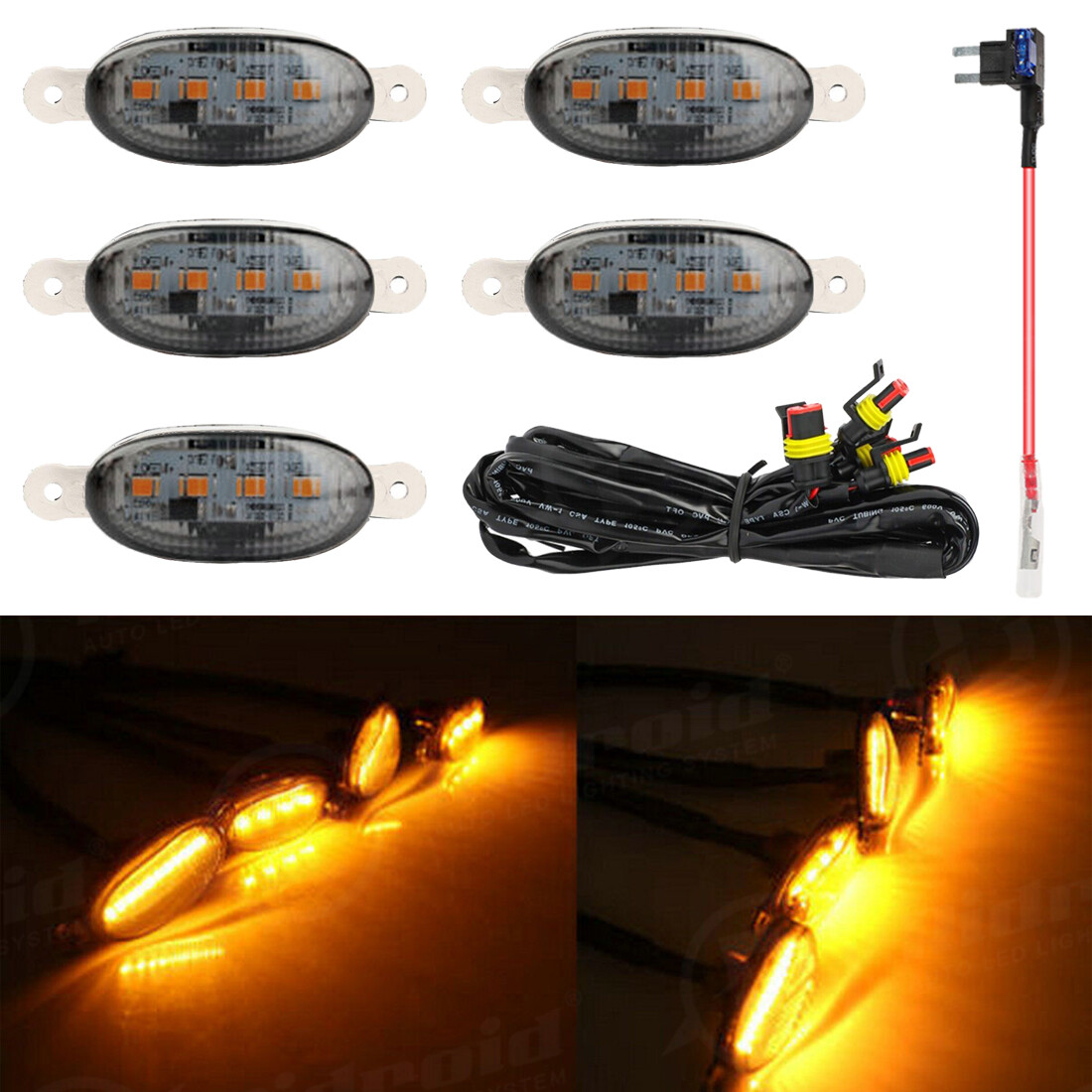 5X Luci Led Fumè Calandra Frontale Stile Raptor Per Chevy Silverado 1500
