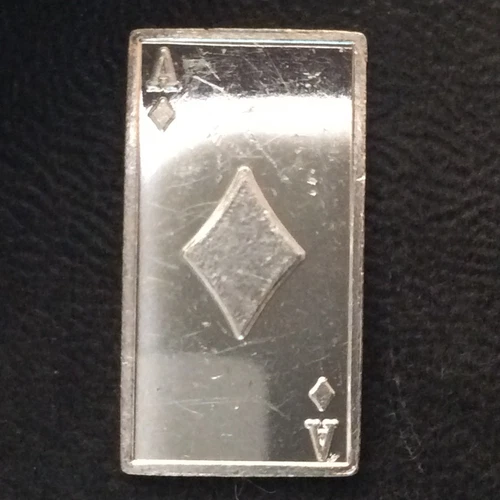 1982 Buckingham Mint Ace of Diamonds 2 Grams Fractional Silver Bar Ingot A4433