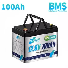 Lithium Battery 12V 100Ah LiFePO4 100 ABMS Deep Cycle Solar RV Off-grid Power