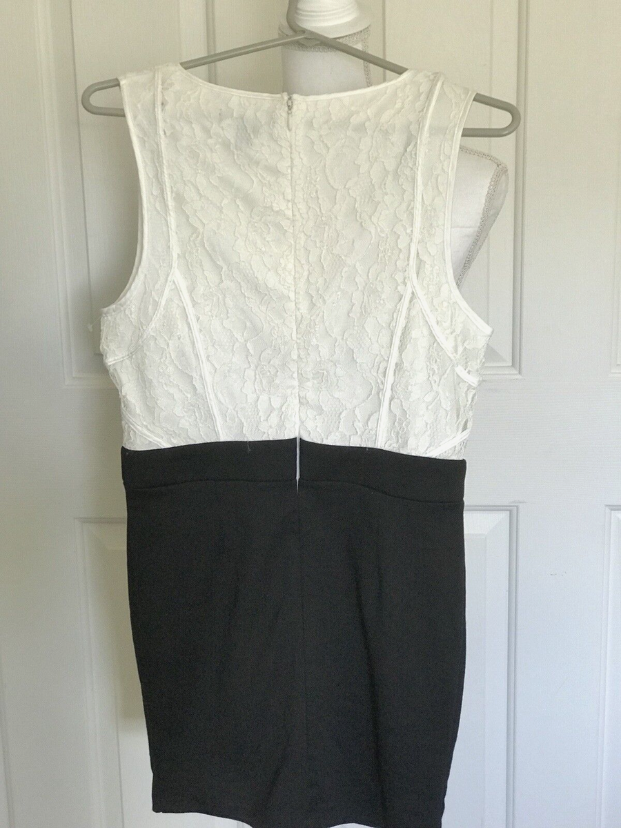 Forever21 Sleeveless White Black Dress Lace Knee Length Modest Womens Size L | eBay Forever21 Sleeveless White Black Dress Lace Knee Length Modest Womens Size L | eBay