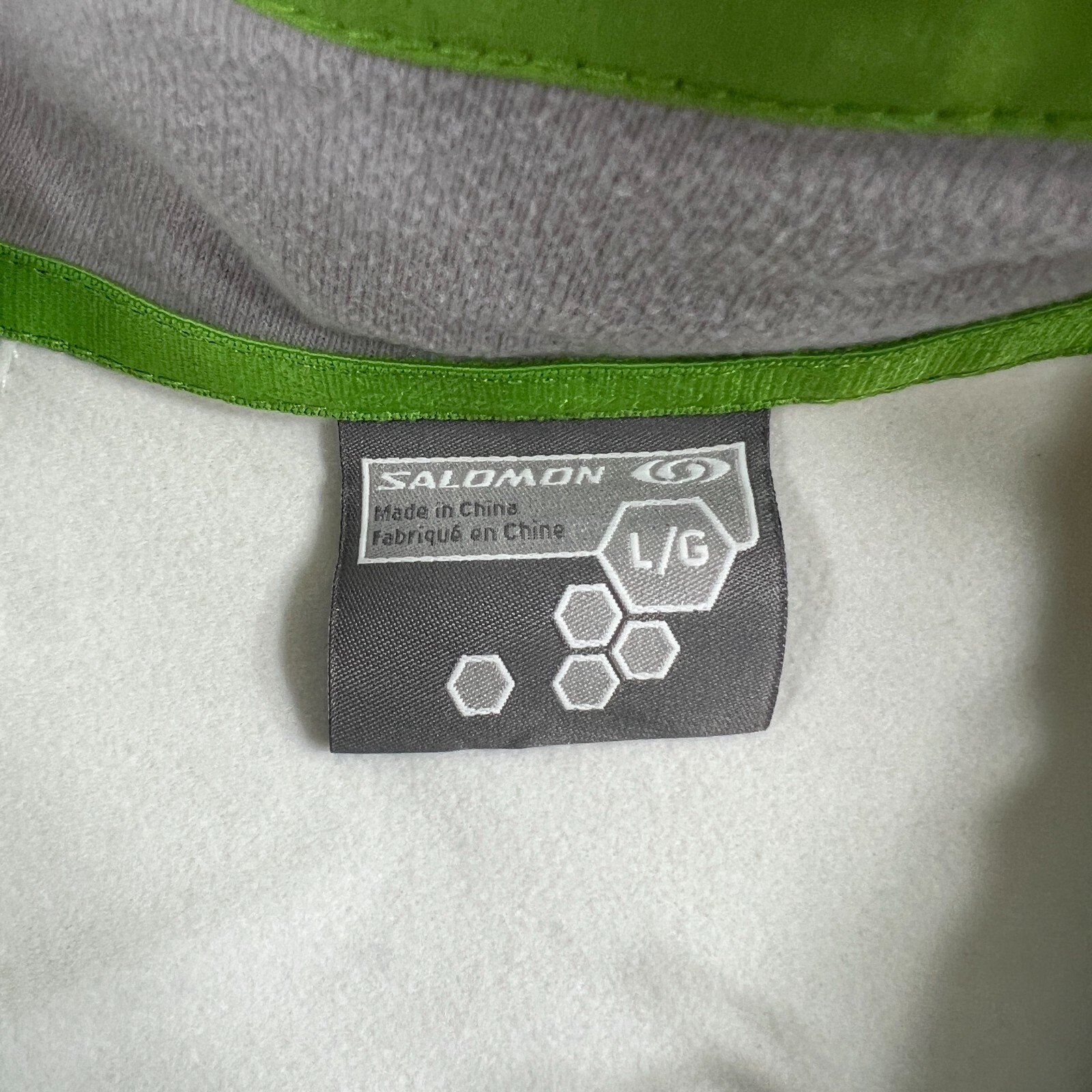 Salomon Giacca Donna Grande Verde Bianco Clima Vento Cerniera Piena Corsa Gorpcore